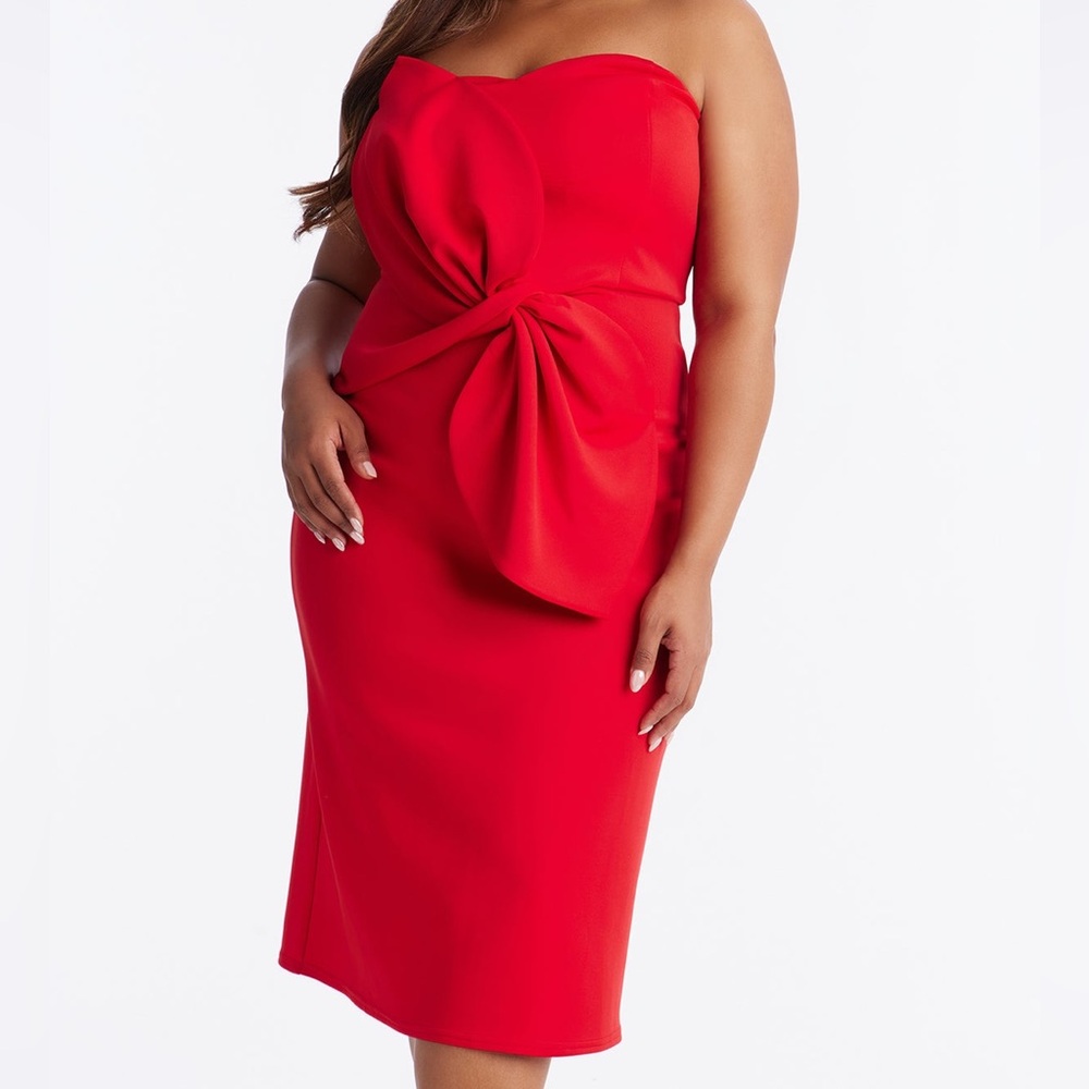 Taryn Twist Scuba Midi Dress - Red